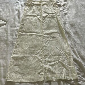 Max Studio Cream A-Line Linen Blend Skirt